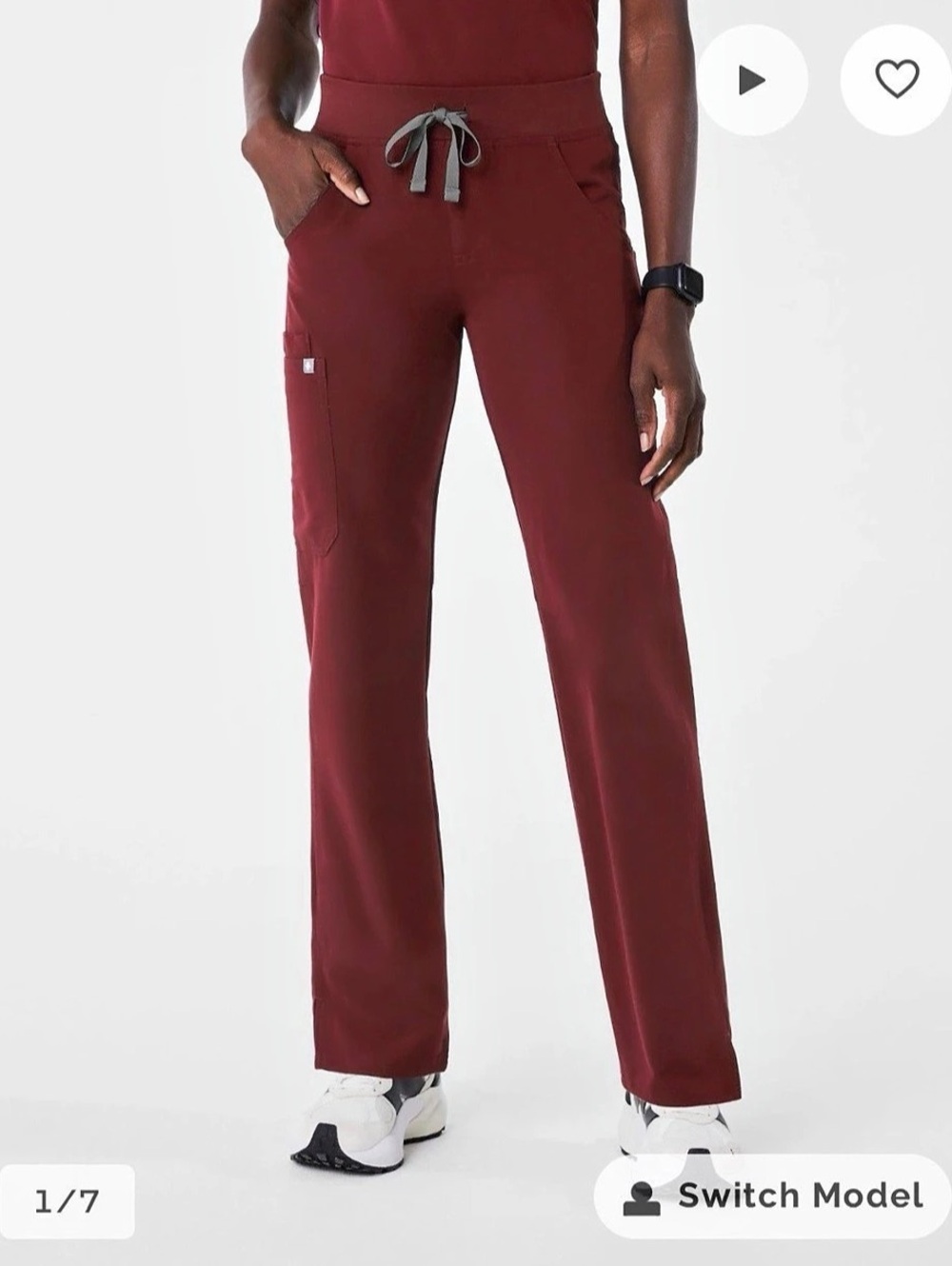 FIGS Kade Straight-Leg Scrub Pant Burgundy
